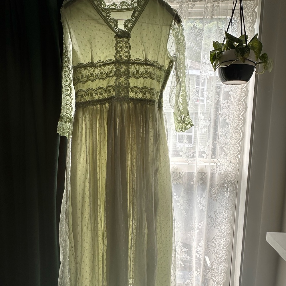 Sheer Lace Long Sleeve Dress